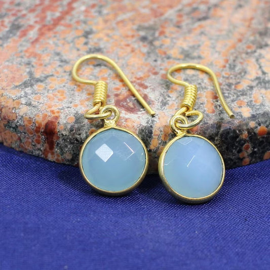 Aqua Chalcedony Gemstone Earrings