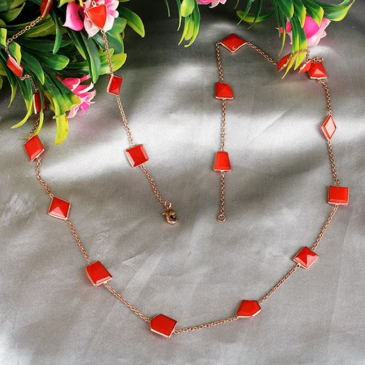 Red Coral Gemstone Necklace