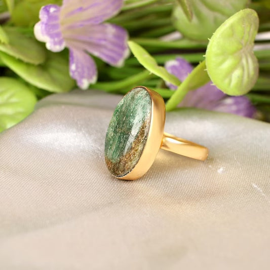 Fuchsite Druzy Gold Plated Ring