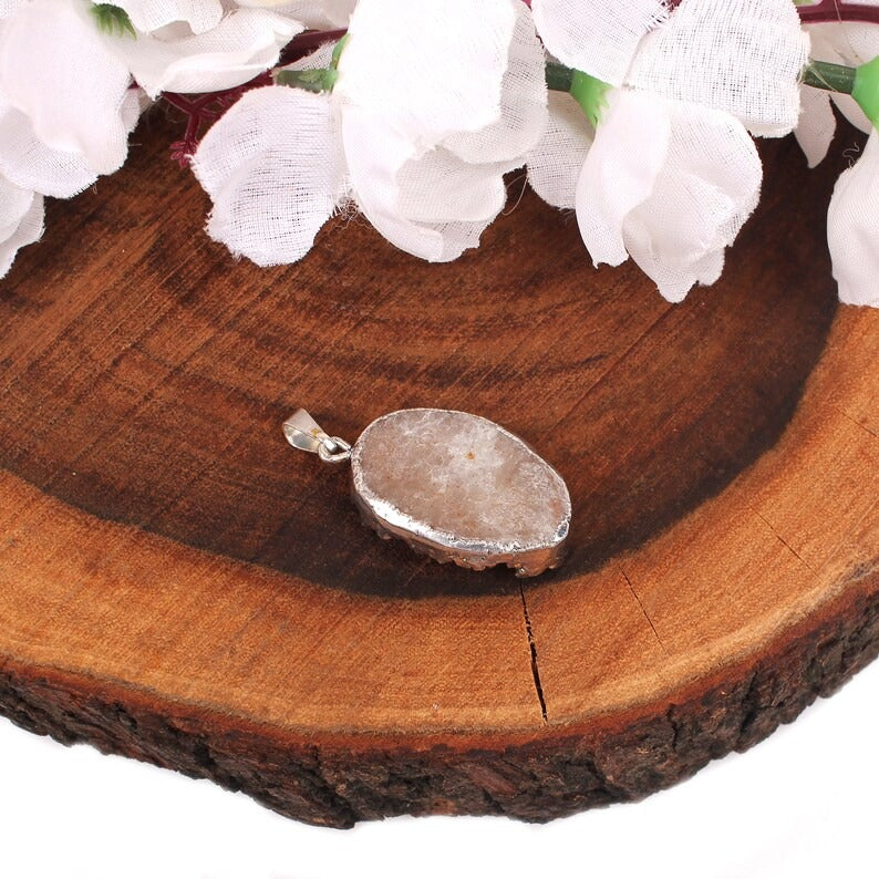 White Druzy Pendant