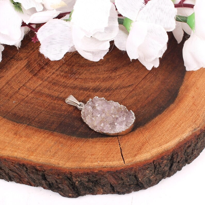 White Druzy Pendant