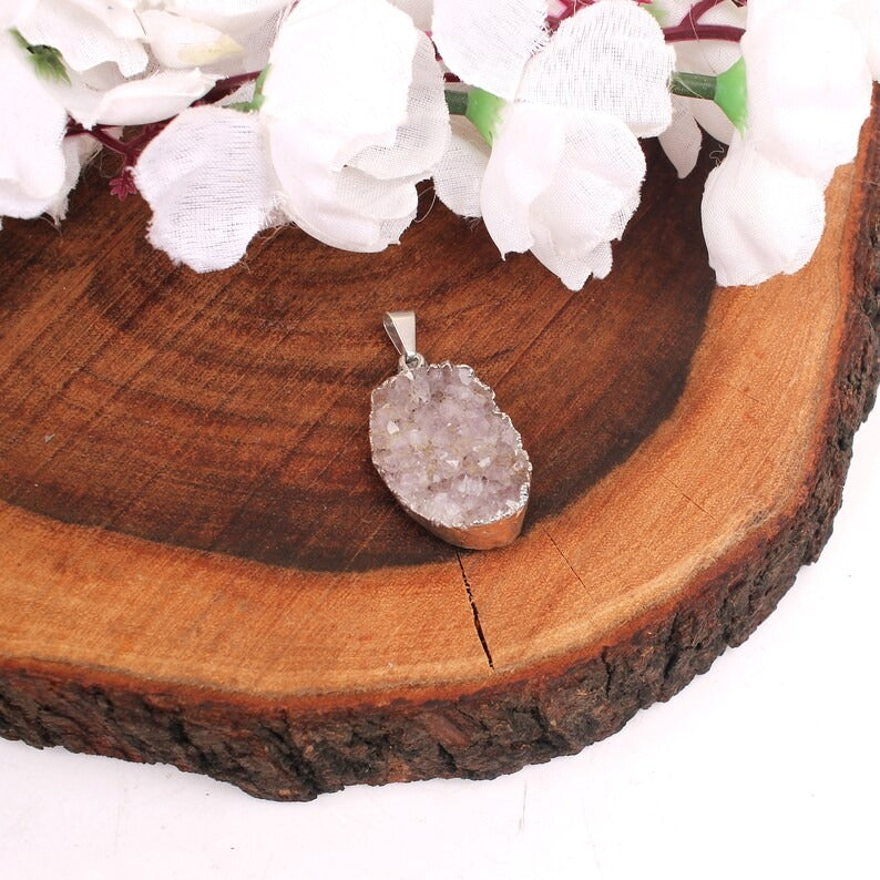 White Druzy Pendant