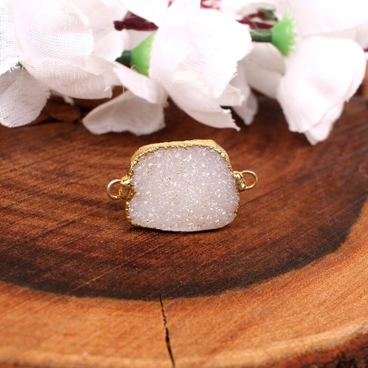 White Druzy Brass Pendant (Connector)