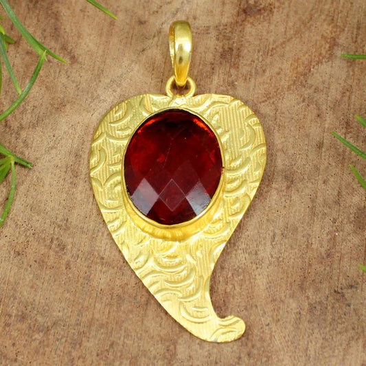 Mandarin Garnet Textured  Pendant