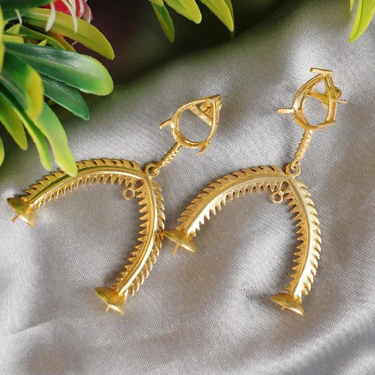 16*12 Stone Size Gold Plated Brass Earring