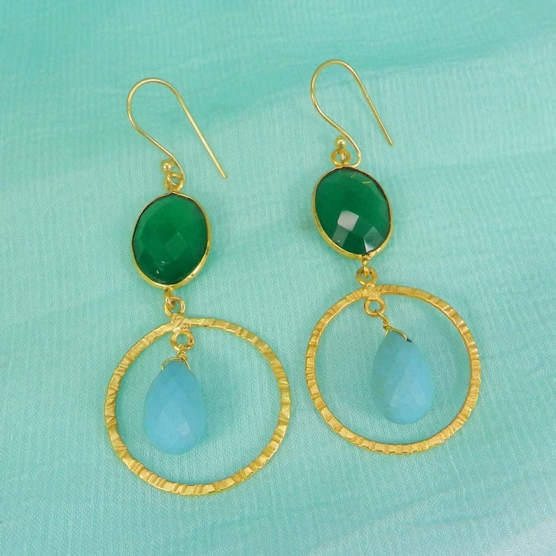 Green Onyx Large Drop Earrings