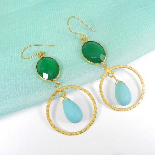 Green Onyx Large Drop Earrings