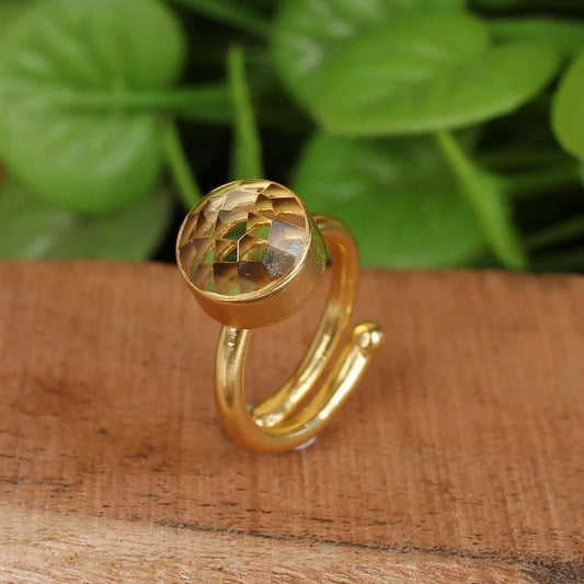 Lemon Hydro Gemstone Adjustable Ring