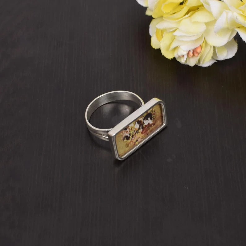 92.5 Sterling Silver Antique Painting Ring