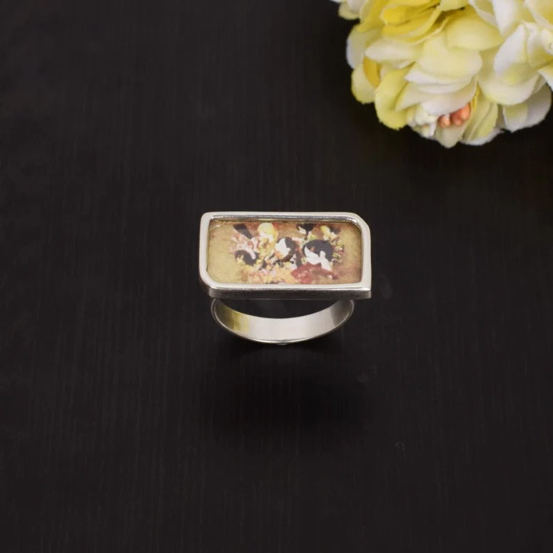 92.5 Sterling Silver Antique Painting Ring