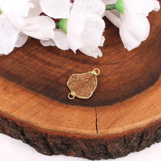 Brown Druzy Electro Gold Plated Pendant