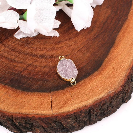 Light Pink Druzy Double Loop Connector Pendant