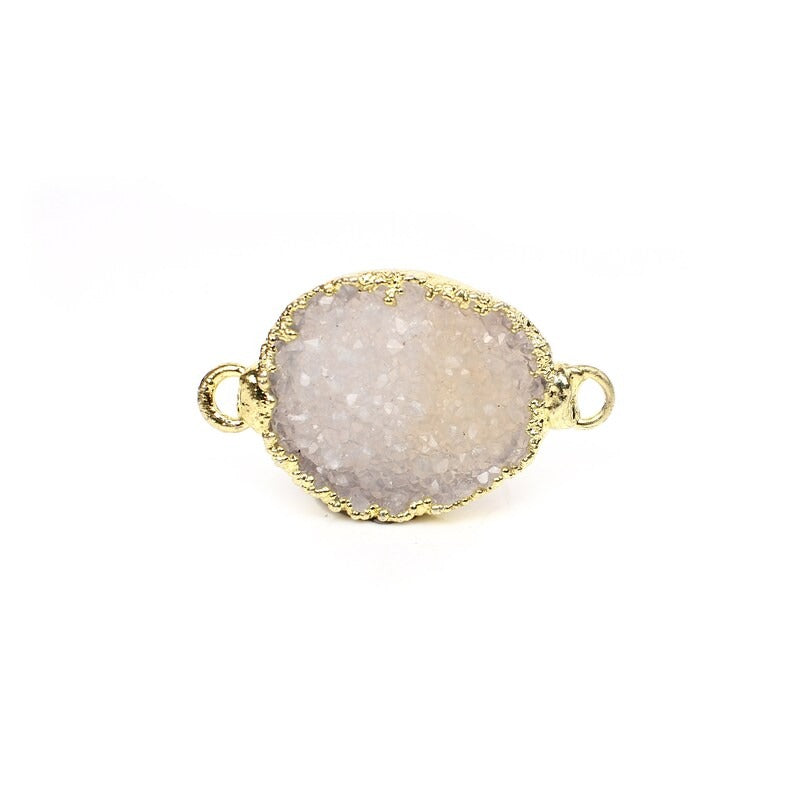 White Druzy Double Loop Pendant