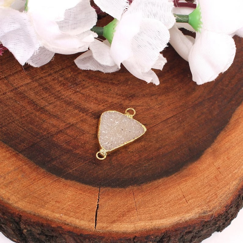 Cute Small Druzy Gold Charm Pendant