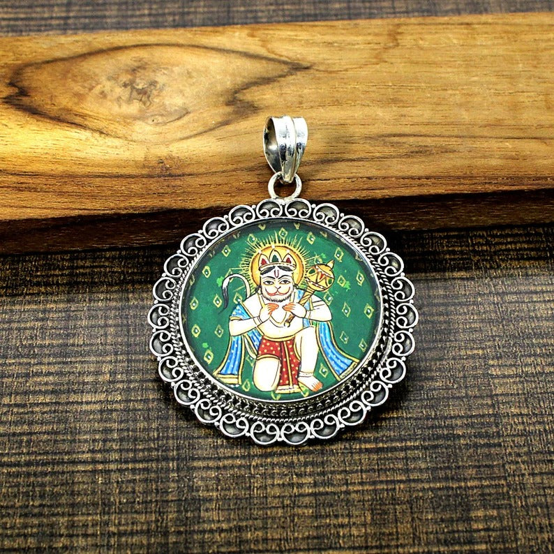 925 Sterling Silver Hindu God Hanuman Pendant