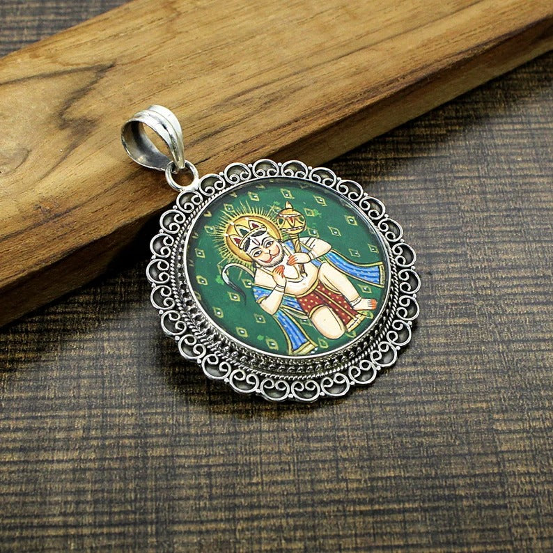 925 Sterling Silver Hindu God Hanuman Pendant