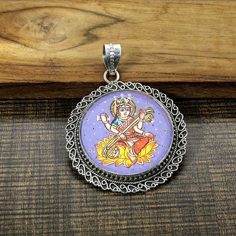 925 Sterling Silver Hindu Deity Pendant