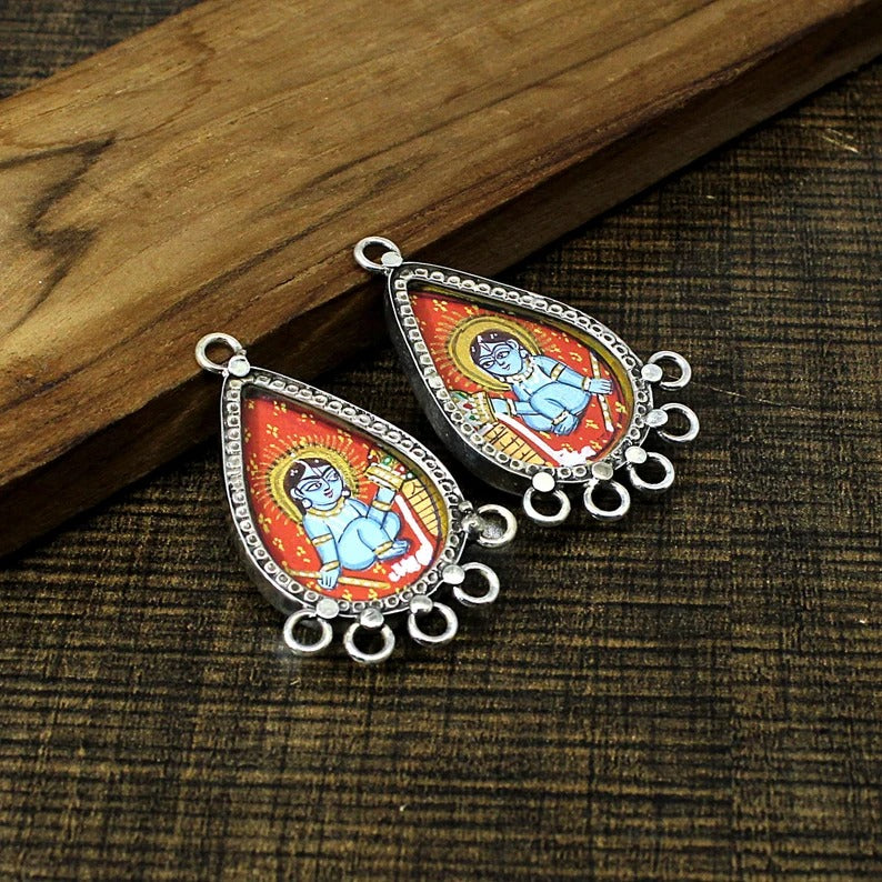 925 Sterling Silver Lord Krishna Pendant (connector)