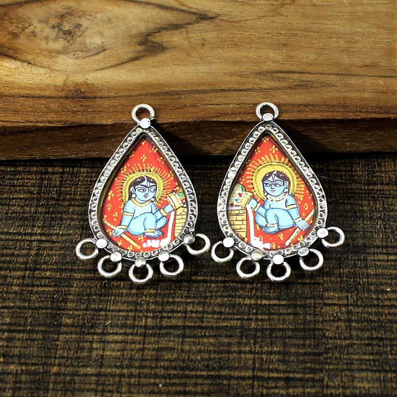 925 Sterling Silver Lord Krishna Pendant (connector)