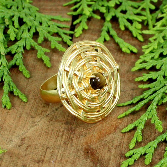 Round Tiger's Eye Gemstone Ring