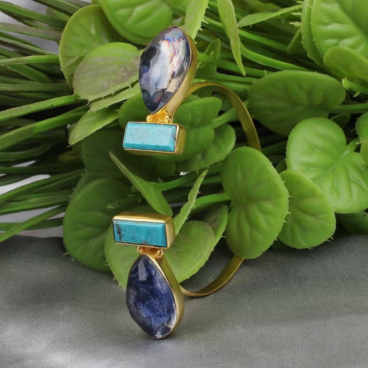 Natural Turquoise, & Doublet Gemstone Bangle