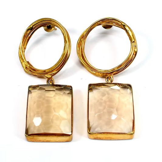 Champagne Wire Wrap Gold Plated Earrings