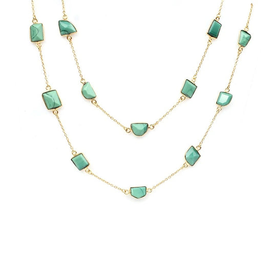 Malachite Gold Plated Brass Necklace