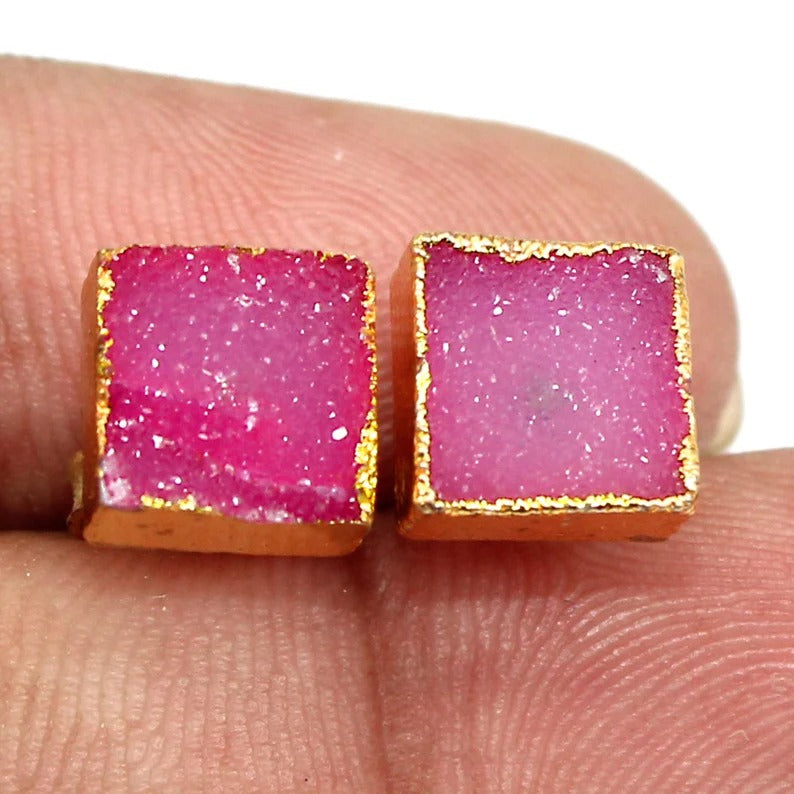 Pink Druzy Studs