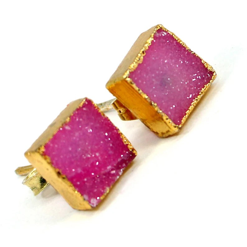 Pink Druzy Studs