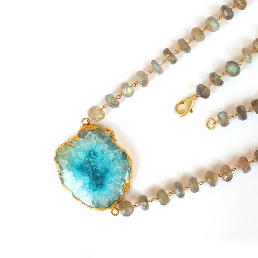 Blue Solar Quartz & Labradorite Necklace