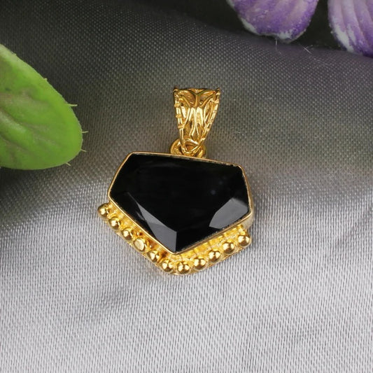 Natural Black Onyx Gemstone Pendant