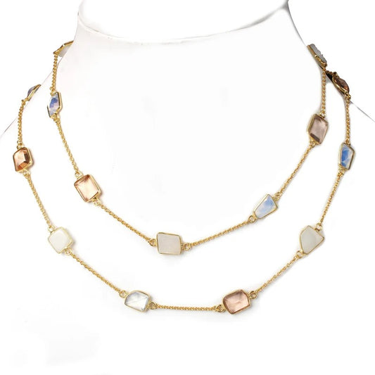 Opalite & White Druzy Gold Plated Necklace