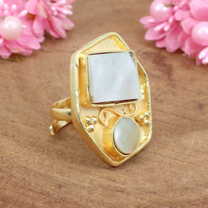 Mother Of Pearl Ring Adjustable Ring