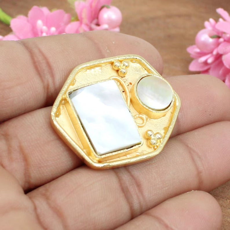 Mother Of Pearl Ring Adjustable Ring