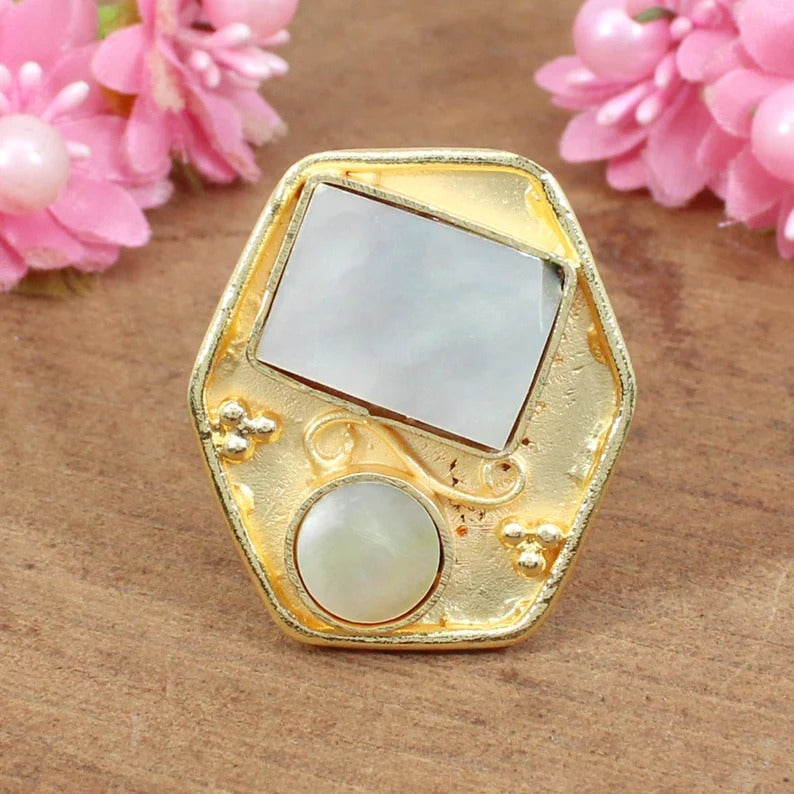 Mother Of Pearl Ring Adjustable Ring