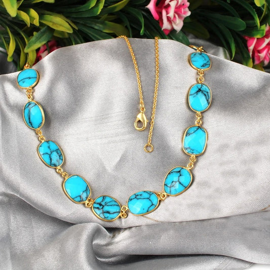 Blue Turquoise Gemstone Necklace