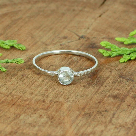 925 Sterling Silver Crystal Quartz Minimalist Ring