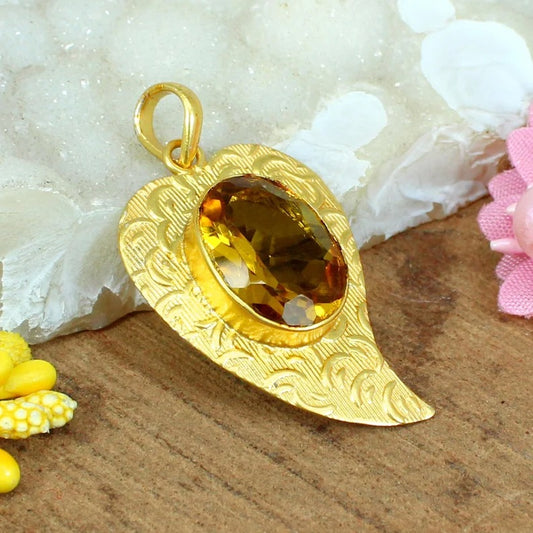 Natural Citrine Gemstone Pendant