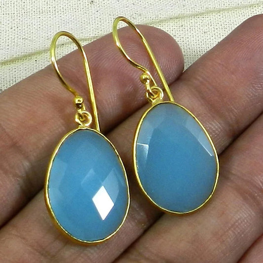 Aqua Chalcedony Earrings