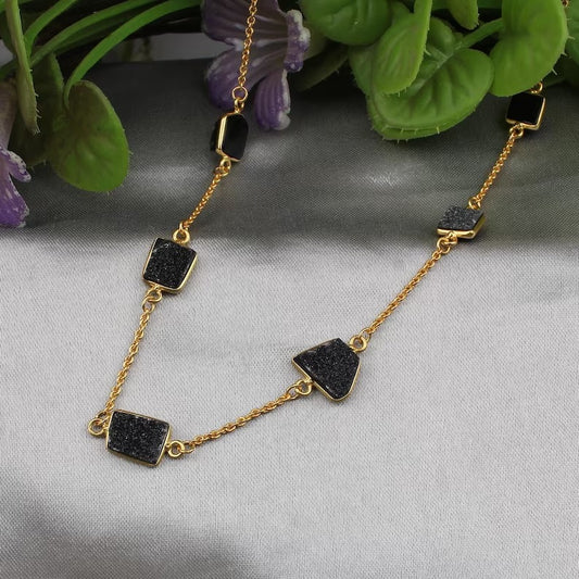 Black Druzy Necklace