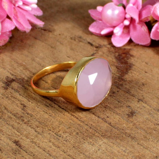 Rose Chalcedony Ethnic Engagement Ring