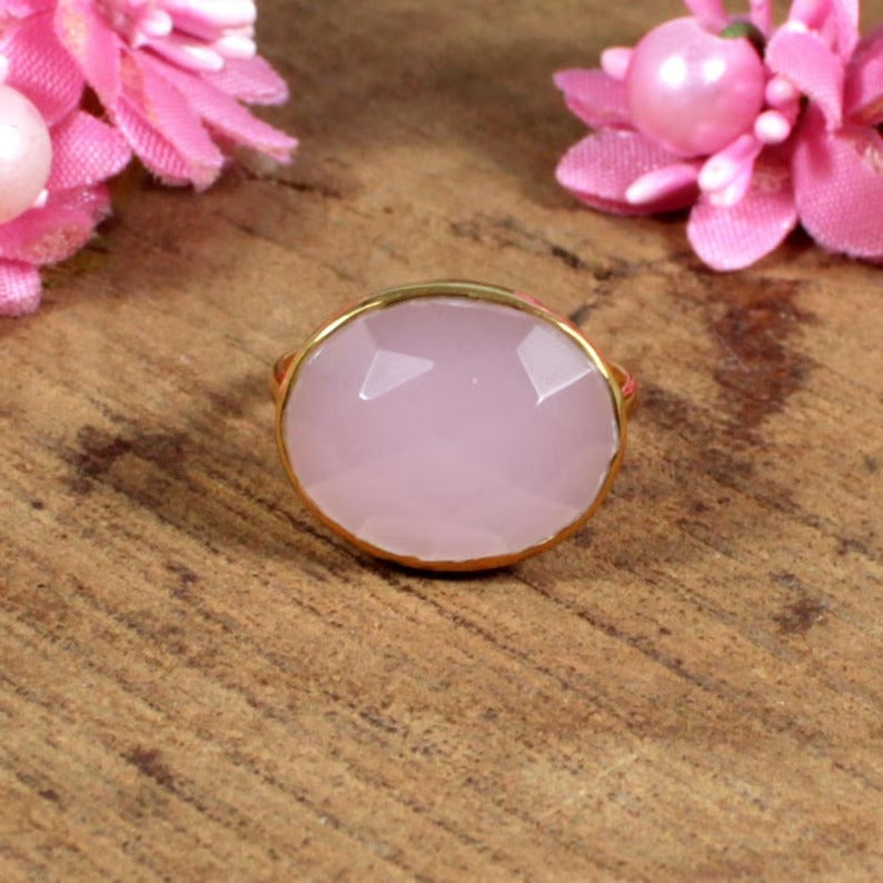 Rose Chalcedony Ethnic Engagement Ring