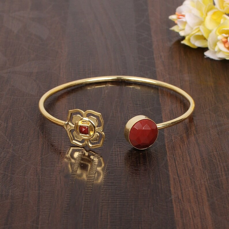 Carnelian Gemstone Bar Bangle