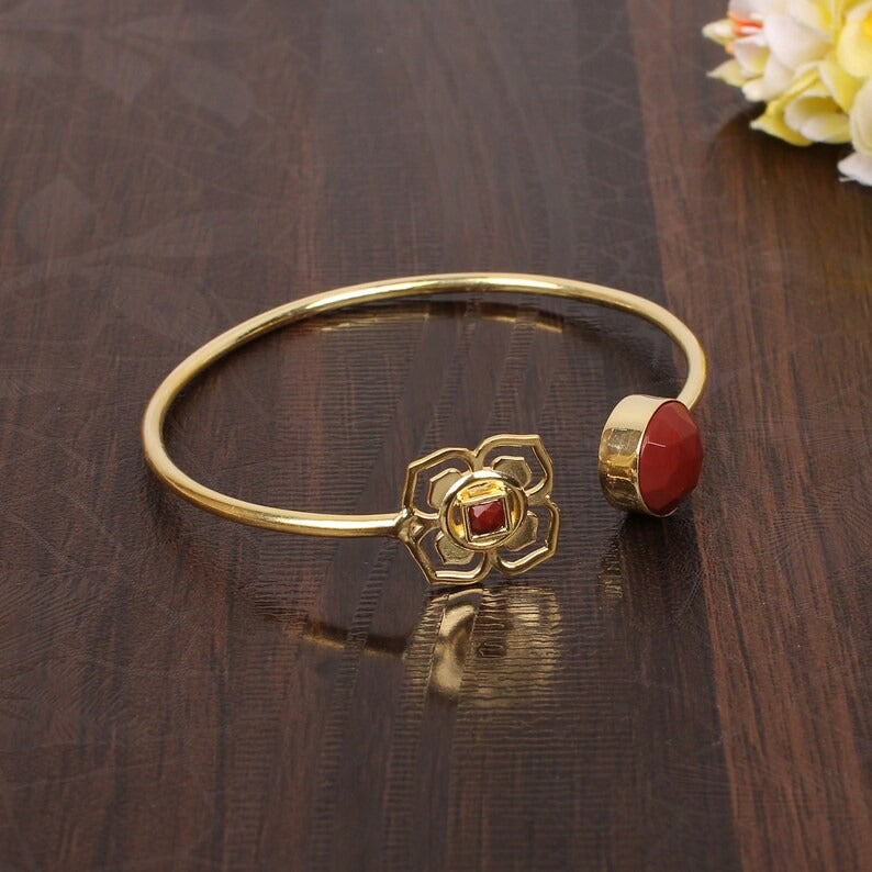 Carnelian Gemstone Bar Bangle