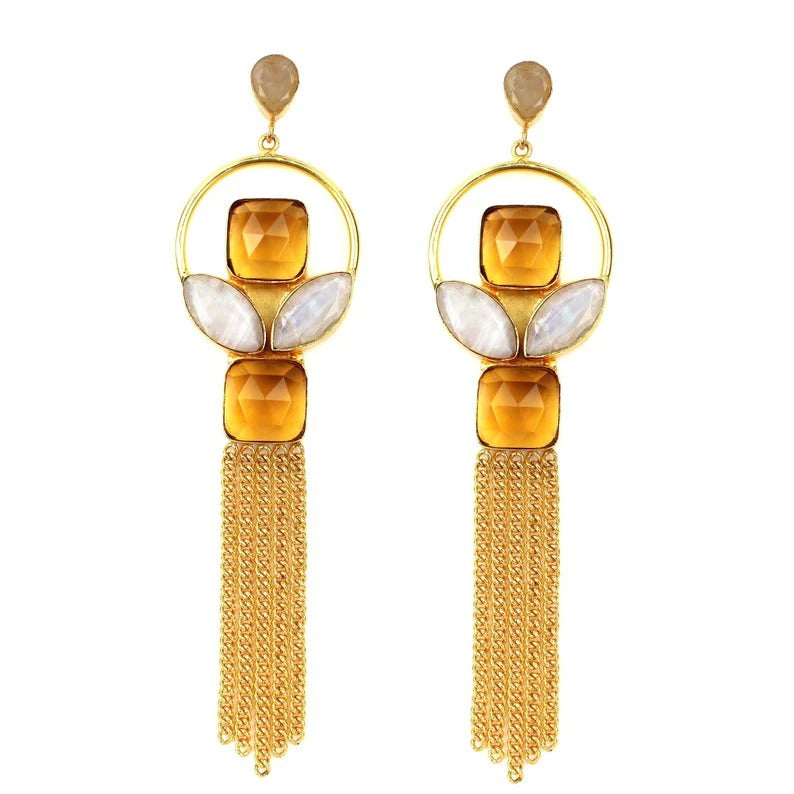 Citrine & Moonstone Gemstone Earrings