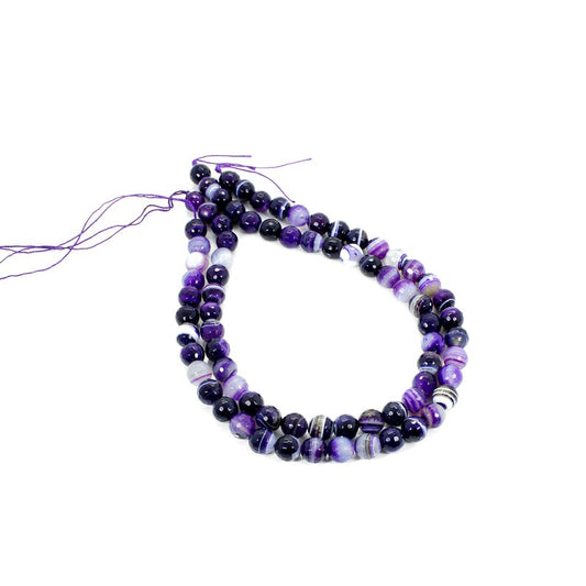 15 INCH Purple Stripes Agate Rondelle Faceted Beads