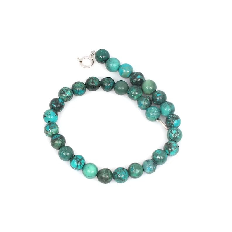 925 Sterling Silver Tibetan Turquoise Smooth Ball Beads Bracelet