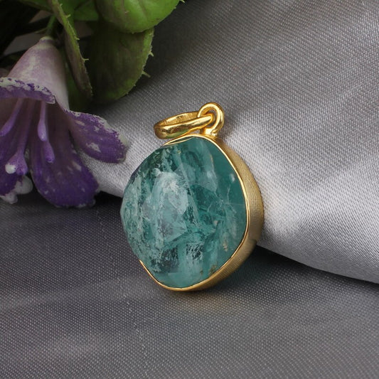 Aqua Crackle Gemstone Pendant