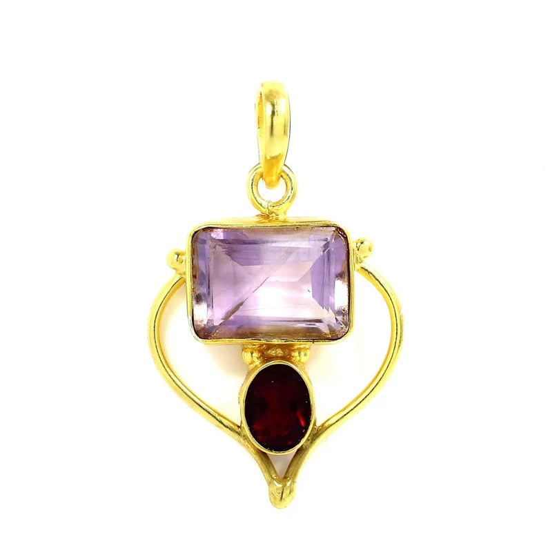 Lavender & Garnet Gemstone Pendant