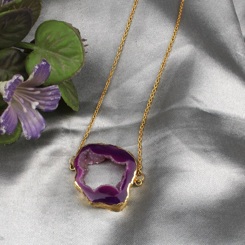 Purple Window Druzy Necklace